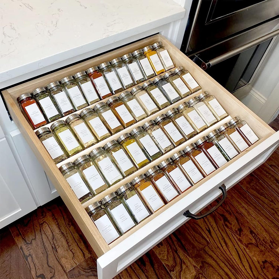 4 Tier Spice Drawer Expand Organizer , 13-26 Jars Kitchen Rack Tray