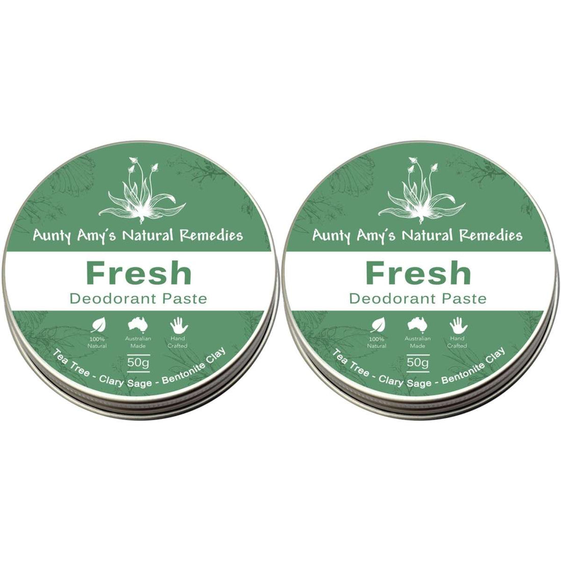 Aunty Amy's Natural Remedies Fresh Deodorant Paste 2 Pack 50g