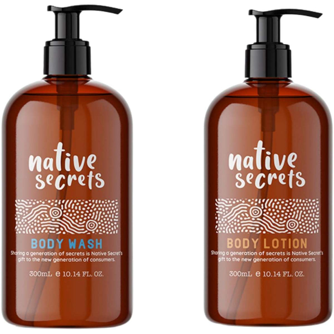 Native Secrets Australian Made Body Wash and Body Lotion 300ml - 2 Pack
