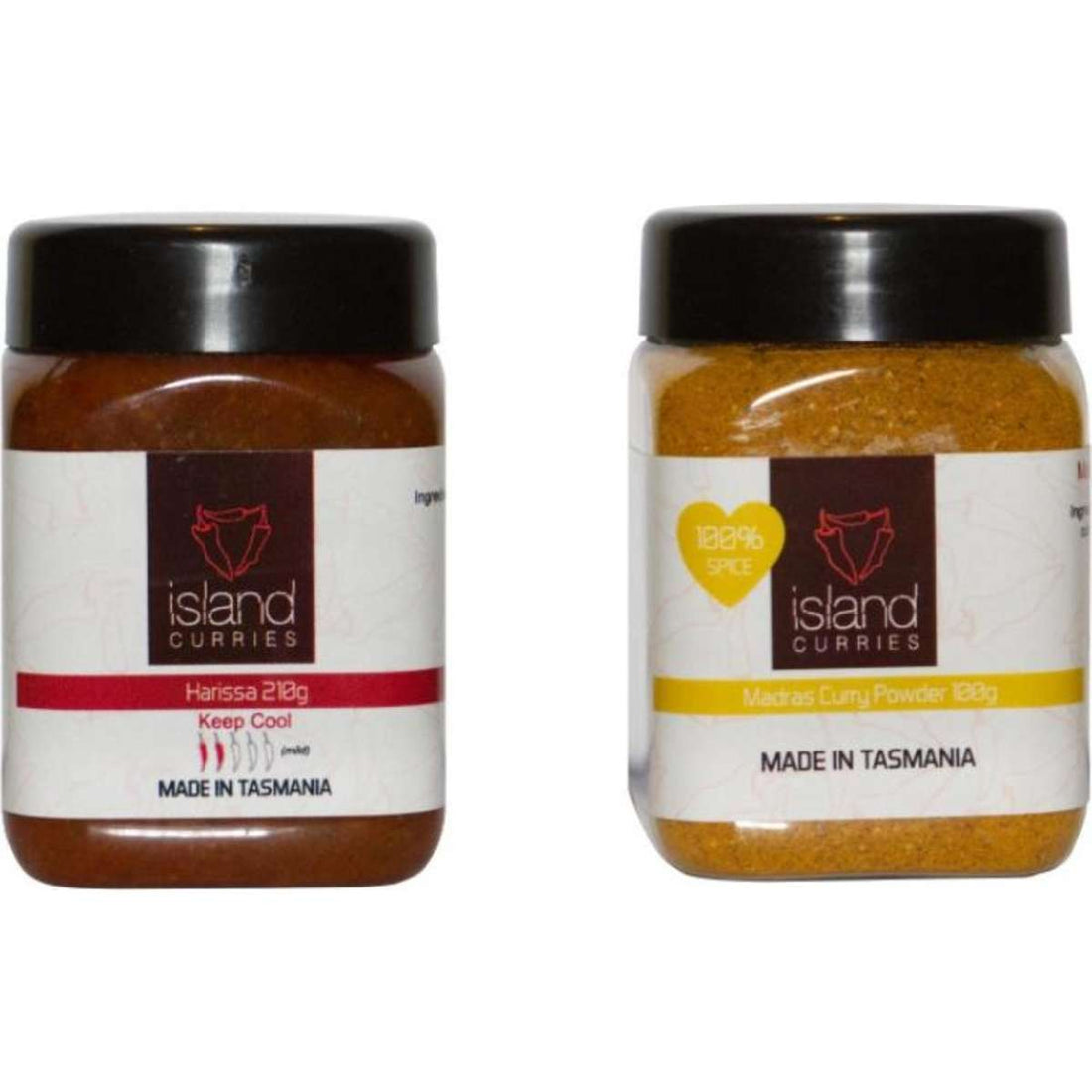 Island Curries Curry Jars No.3 Harissa Gluten Free Curry Paste Paste 210g Madras Gluten Free Curry Powder 100g Gluten Free Duo