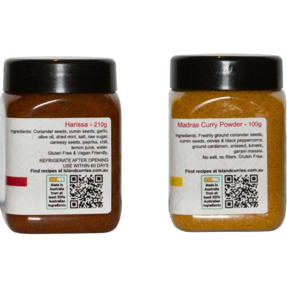 Island Curries Curry Jars No.3 Harissa Gluten Free Curry Paste Paste 210g Madras Gluten Free Curry Powder 100g Gluten Free Duo