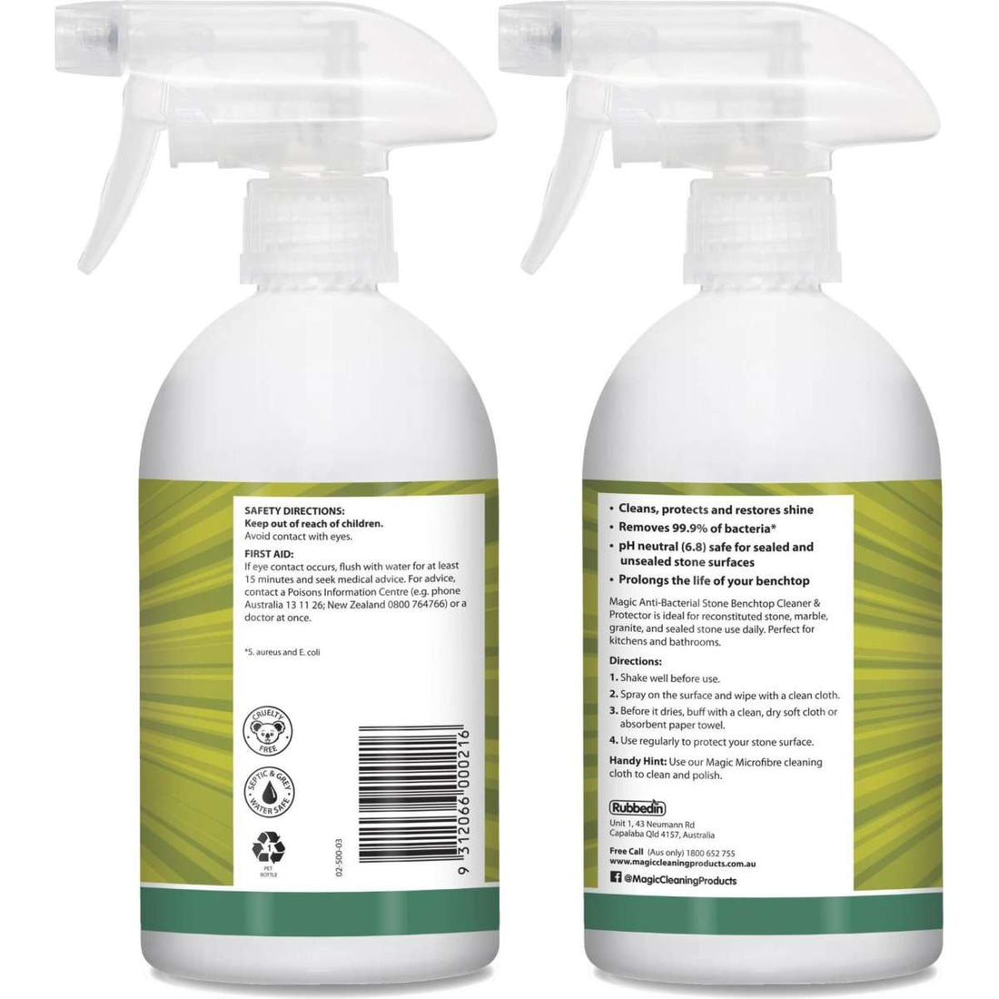 Rubbedin Magic® Stone Benchtop Anti-Bacterial Cleaner and Protector 500mL 2 Pack