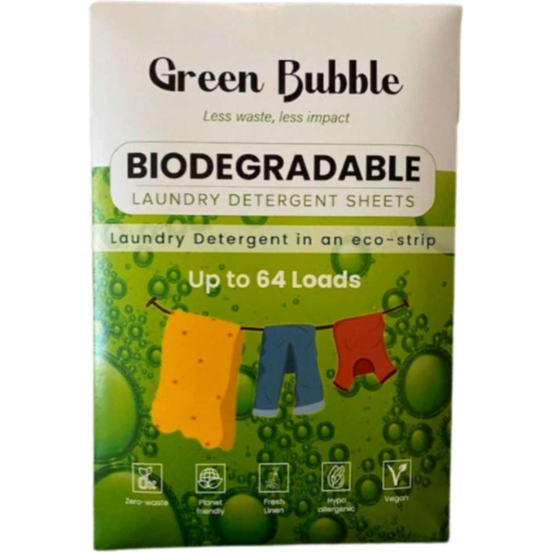 Green Bubble Biodegradable Laundry Detergent Sheets 64 Loads