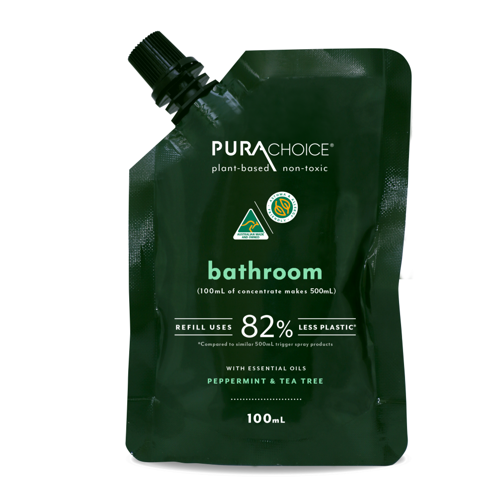Rubbedin PuraChoice® Bathroom Cleaner With Peppermint & Tea Tree Essential Oil 100mL Refill 3 Pack