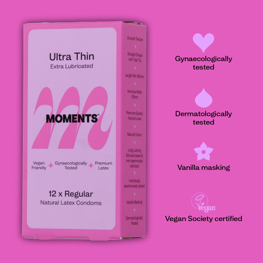 Coral Healthcare Moments Condoms Ultra Thin Extra Lubricated Regular 4 Packs of 12