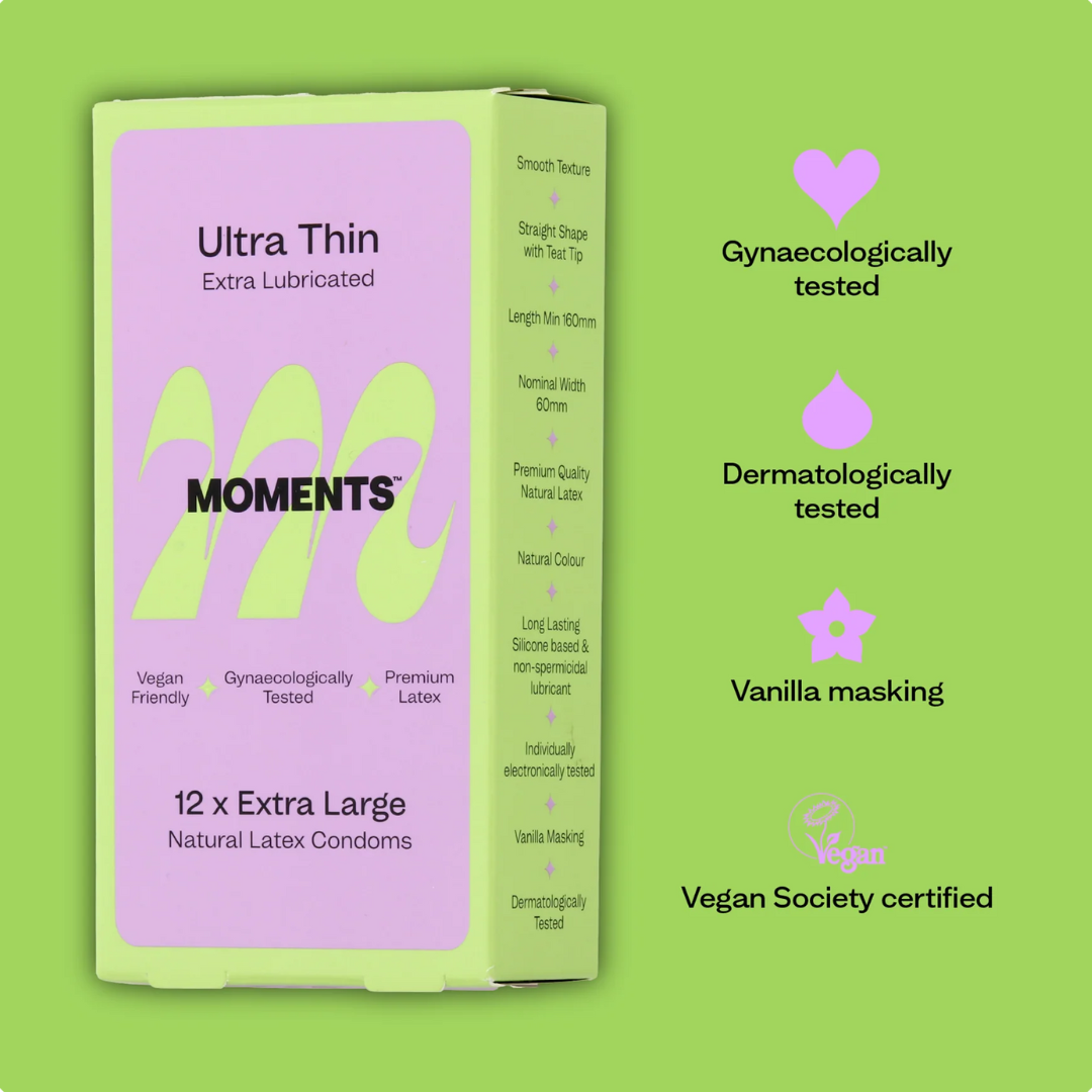 Coral Healthcare Moments Condoms Ultra Thin Extra Lubricated Extra Large - 12 Pack