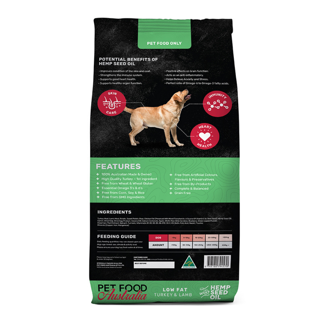 Pet Food Australia Turkey & Lamb Low-Fat Grain Free & Natural Dry Dog Food – 2.5kg