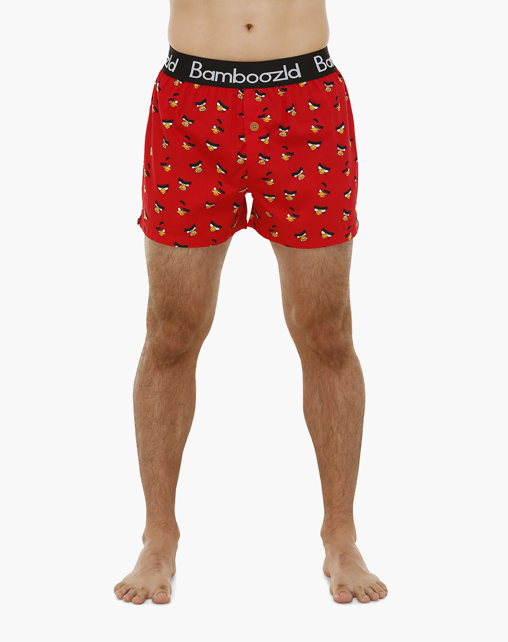 MENS ANGRY BIRDS RED BAMBOO BOXER SHORT / RED / S
