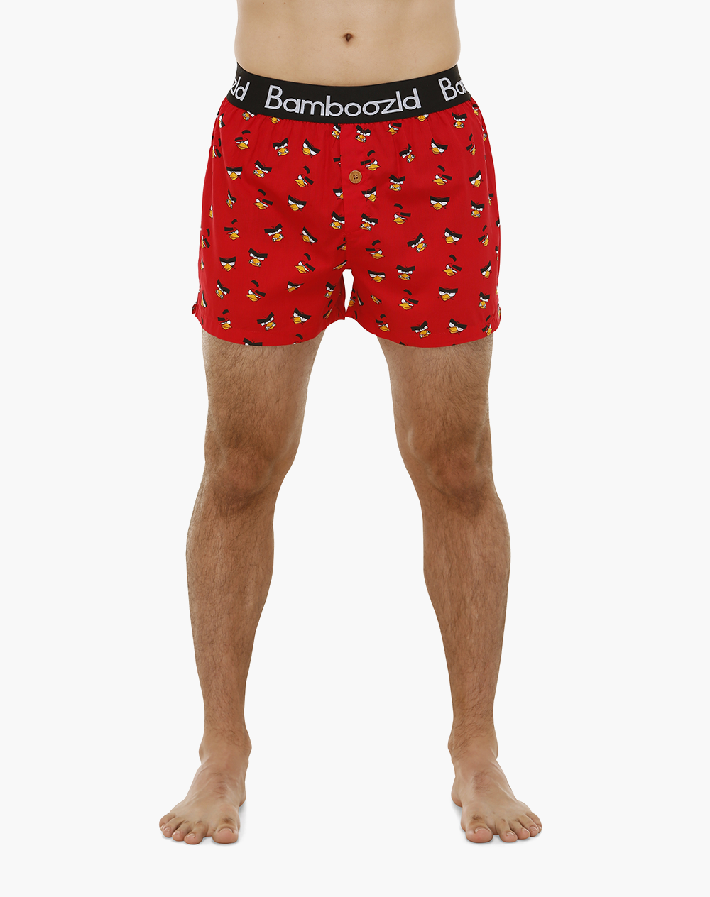 MENS ANGRY BIRDS RED BAMBOO BOXER SHORT / RED / 2XL