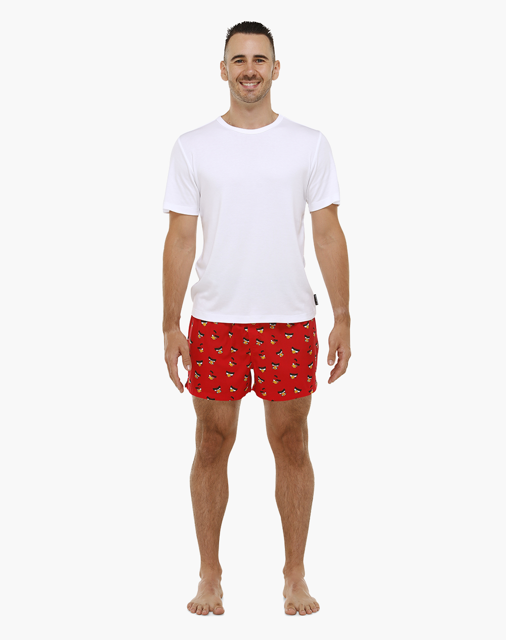 MENS ANGRY BIRDS RED BAMBOO BOXER SHORT / RED / S