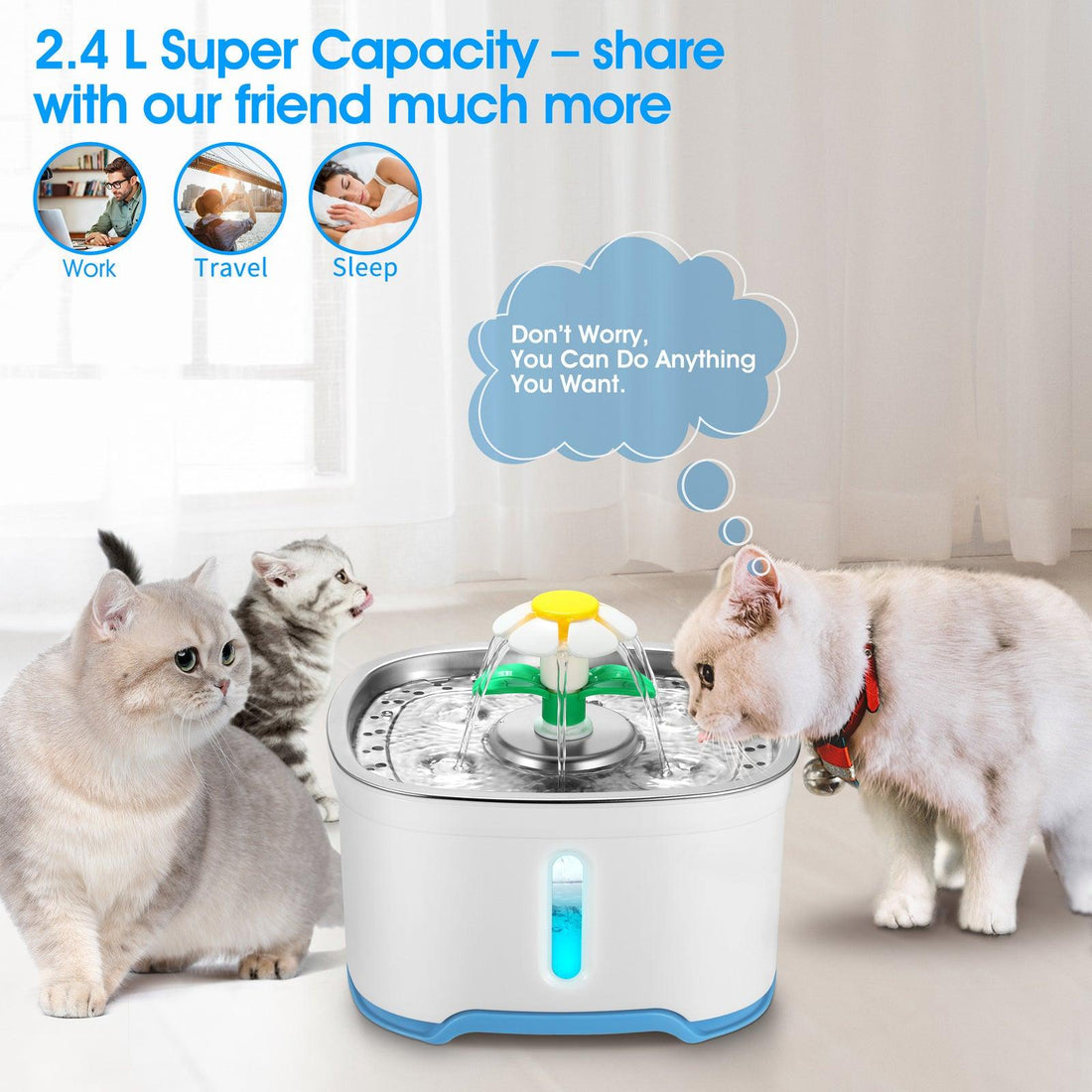 2.5L Automatic Electric Pet Water Fountain Dog Cat Water Feeder Bowl Dispenser