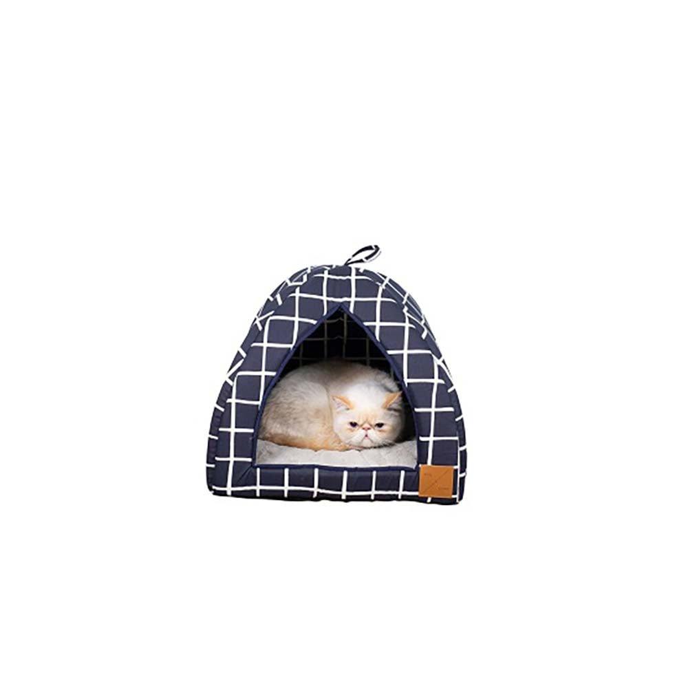 Mog & Bone Cat Igloo Navy Check